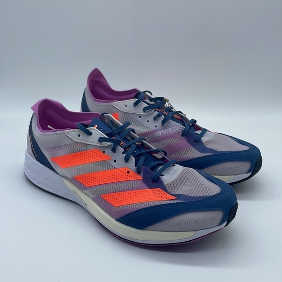 ADIDAS ADIZERO ADIOS 7 RUNNING SHOES (GX6647 ) Sz 11 GRAY PURPLE ORANGE - Picture 4 of 5